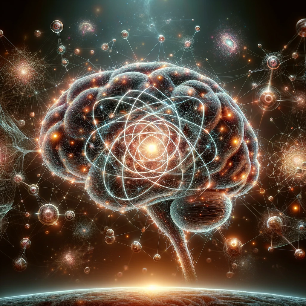 String Time Crystal » Time Crystal News @ String Time Crystal » DALL·E 2024 03 16 22.41.48 Visualize a revolutionary concept where microtubules within human brain cells act as quantum processors underpinning consciousness and cognitive proc